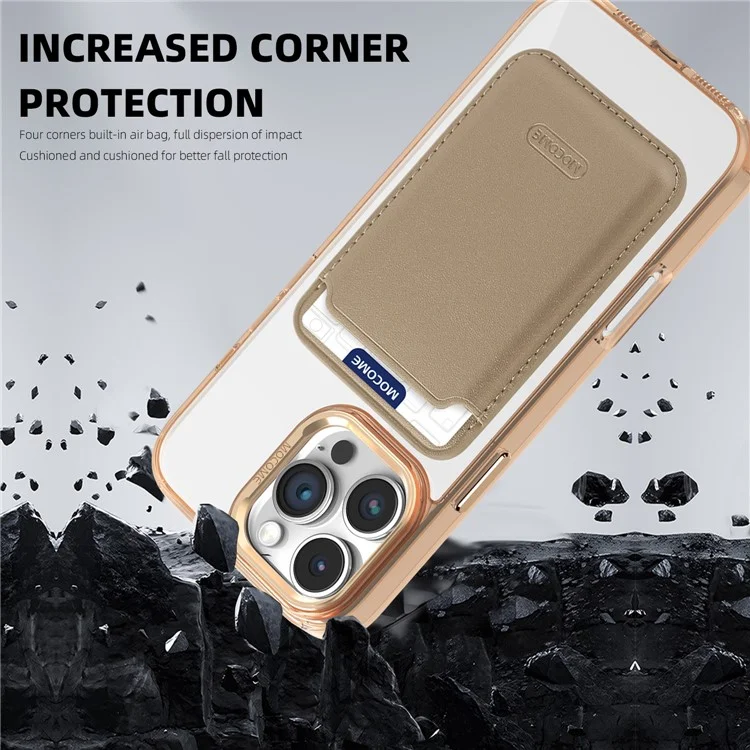 MOBEST Para iPhone 16 Pro Max Funda Magnética con Tarjetero Extraíble de TPU + PC - Oro Desierto