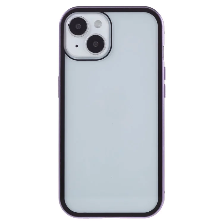 Étui de protection antivol pour iPhone 14 Plus, fermeture magnétique, cadre métallique + verre trempé double face, protection intégrale anti-chute - Violet