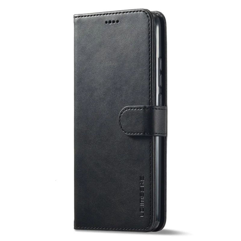 LC.IMEEKE For Xiaomi Redmi 9C / 9C NFC Strong Magnetic Clasp Wallet Phone Cover Calf Texture PU Leather Phone Stand Case - Black