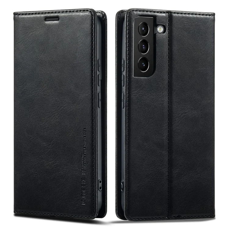 LC.IMEEKE For Samsung Galaxy S21+ 5G Shockproof PU Leather RFID Blocking Phone Case Wallet Stand Auto Closing Magnetic Phone Cover - Black
