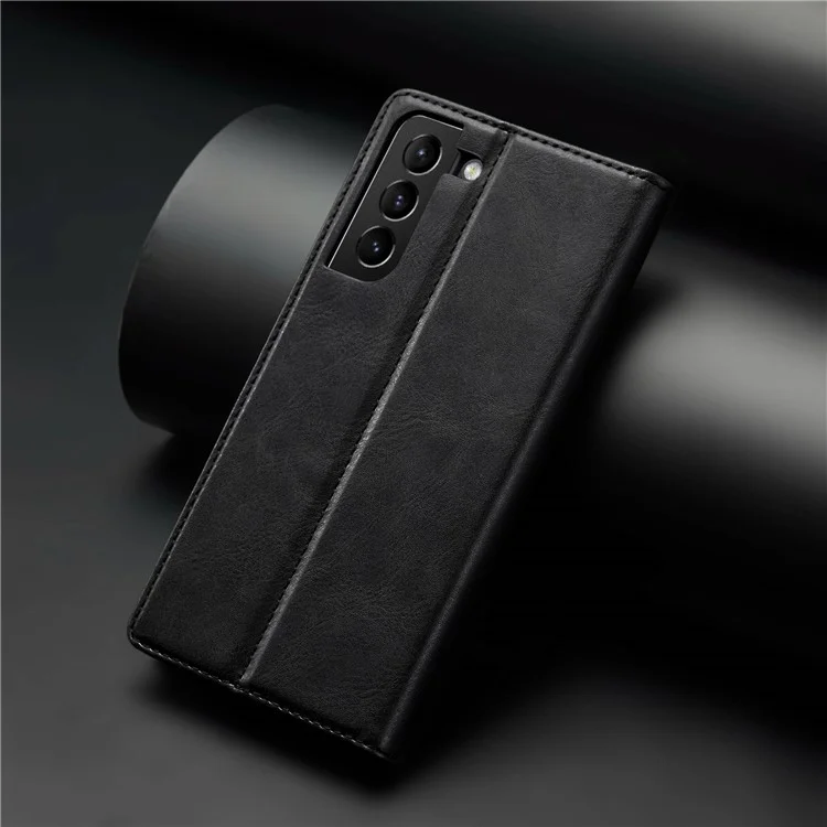LC.IMEEKE For Samsung Galaxy S21+ 5G Shockproof PU Leather RFID Blocking Phone Case Wallet Stand Auto Closing Magnetic Phone Cover - Black