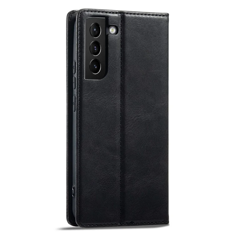 LC.IMEEKE For Samsung Galaxy S21+ 5G Shockproof PU Leather RFID Blocking Phone Case Wallet Stand Auto Closing Magnetic Phone Cover - Black