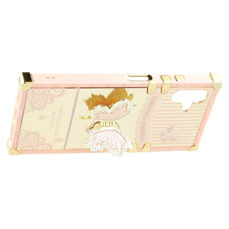 For Samsung Galaxy A06 4G / A06 5G Case Electroplated TPU + PC Phone Cover with Butterfly Kickstand - Pink
