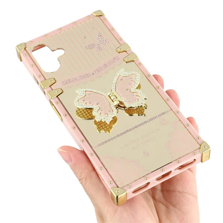 For Samsung Galaxy A06 4G / A06 5G Case Electroplated TPU + PC Phone Cover with Butterfly Kickstand - Pink