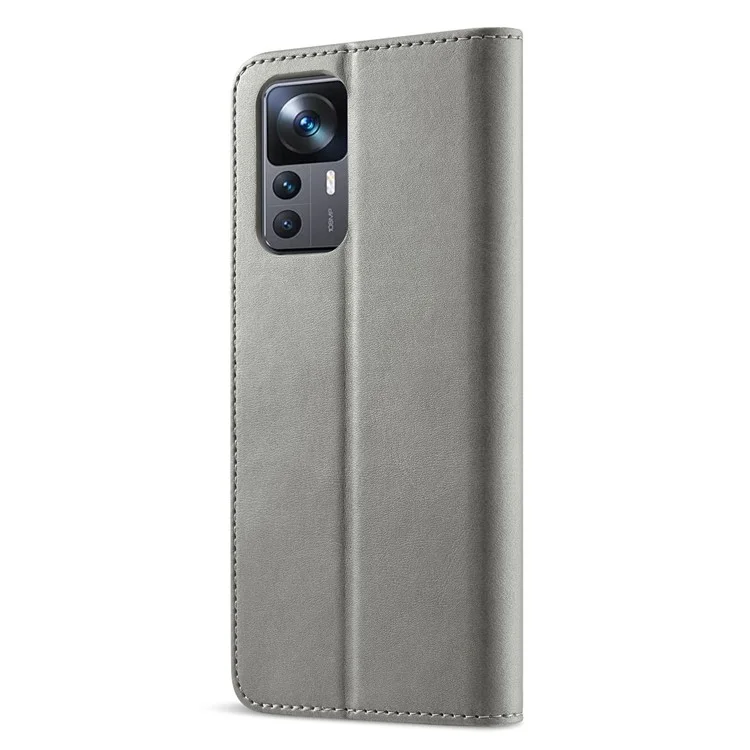 LC.IMEEKE для Xiaomi 12T 5G / Redmi K50 Ultra 5G / 12T Pro 5G, чехол-бумажник из искусственной кожи теленка с магнитной застежкой и подставкой - серый