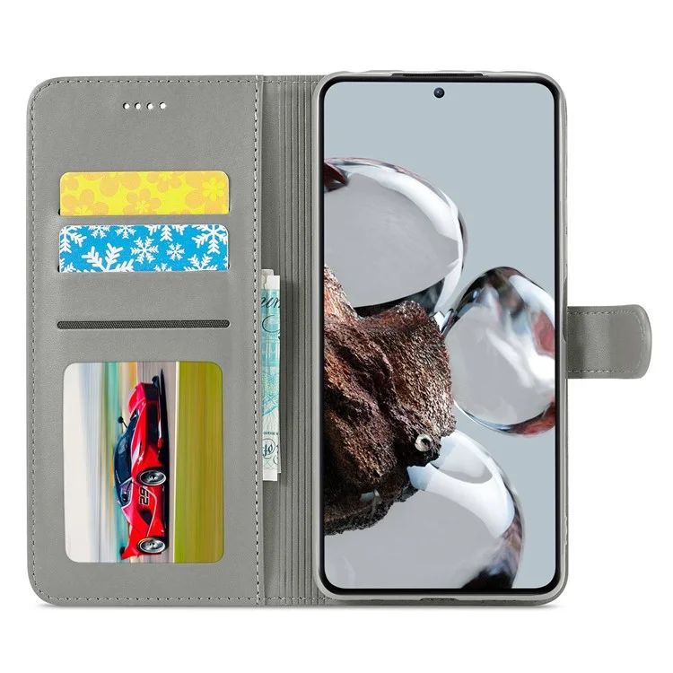 LC.IMEEKE для Xiaomi 12T 5G / Redmi K50 Ultra 5G / 12T Pro 5G, чехол-бумажник из искусственной кожи теленка с магнитной застежкой и подставкой - серый