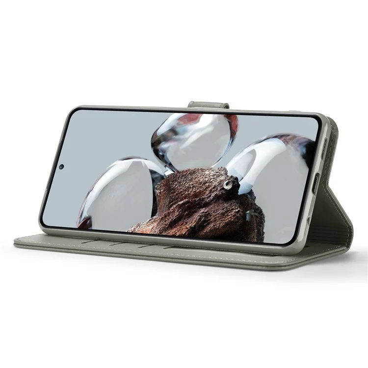 LC.IMEEKE для Xiaomi 12T 5G / Redmi K50 Ultra 5G / 12T Pro 5G, чехол-бумажник из искусственной кожи теленка с магнитной застежкой и подставкой - серый