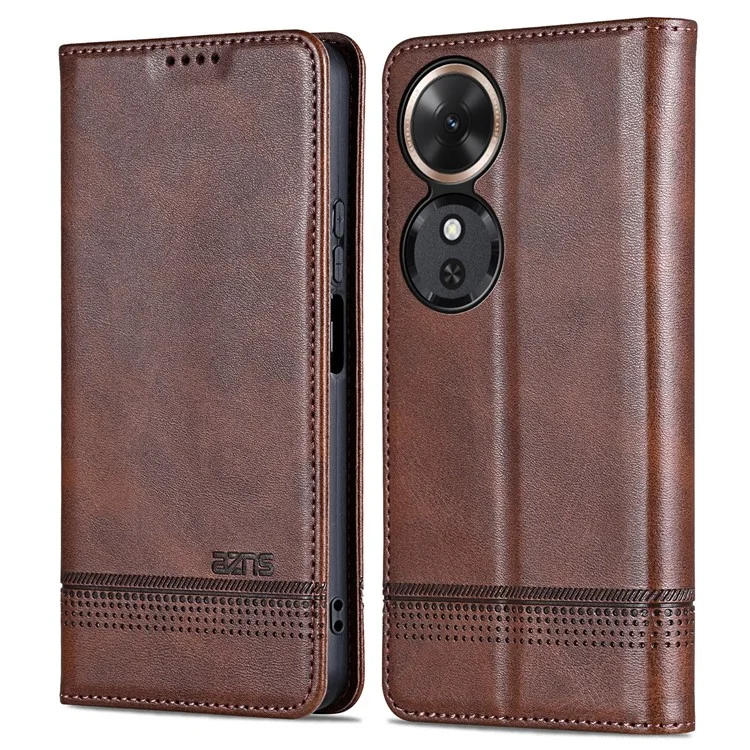 AZNS Para Honor Play 60 5G Funda Textura de Piel de Vaca Billetera de Cuero PU - Café