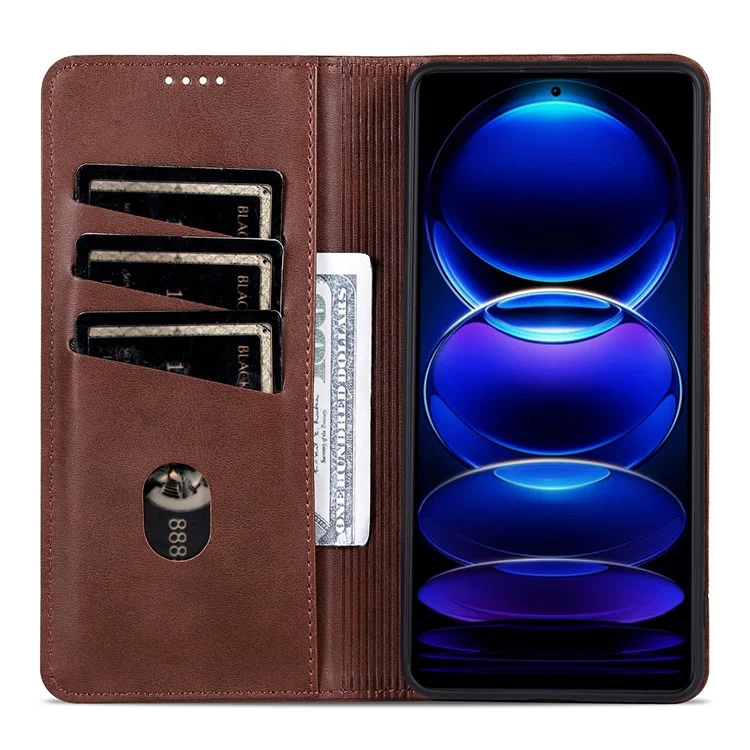 AZNS Para Honor Play 60 5G Funda Textura de Piel de Vaca Billetera de Cuero PU - Café