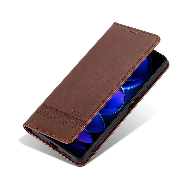 AZNS Para Honor Play 60 5G Funda Textura de Piel de Vaca Billetera de Cuero PU - Café
