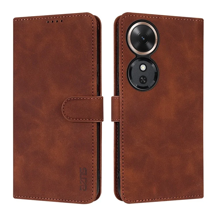 AZNS Per Honor Play 60 5G Cover in Pelle Portafoglio per Telefono - Marrone