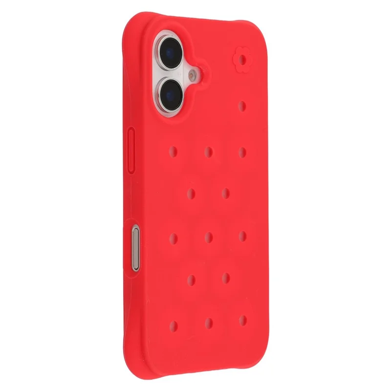 For iPhone 16 Case with Multi Holes Four Corners Shockproof Silicone + PC Phone Back Cover - Red