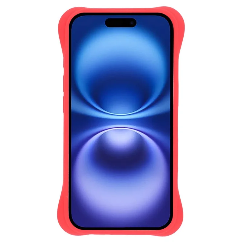 For iPhone 16 Case with Multi Holes Four Corners Shockproof Silicone + PC Phone Back Cover - Red