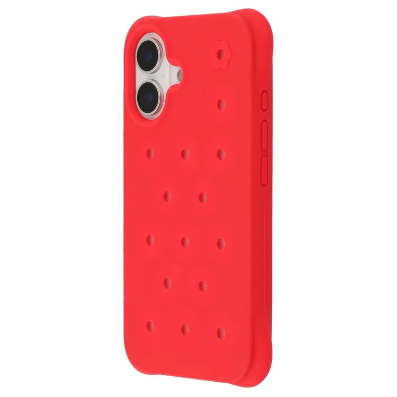 For iPhone 16 Case with Multi Holes Four Corners Shockproof Silicone + PC Phone Back Cover - Red