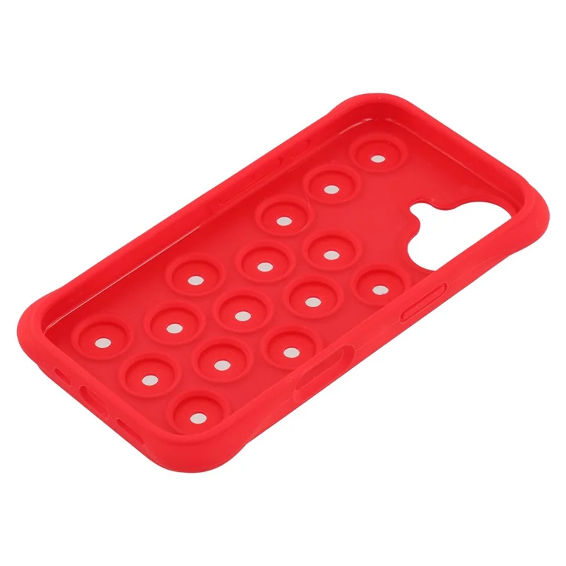 For iPhone 16 Case with Multi Holes Four Corners Shockproof Silicone + PC Phone Back Cover - Red