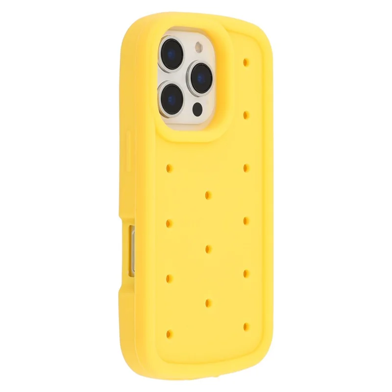 For iPhone 16 Pro Silicone Case Multi Hole Design Shockproof Phone Back Cover - Yellow