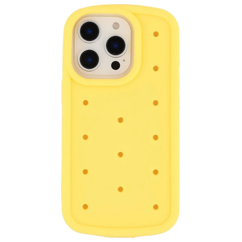 For iPhone 16 Pro Silicone Case Multi Hole Design Shockproof Phone Back Cover - Yellow