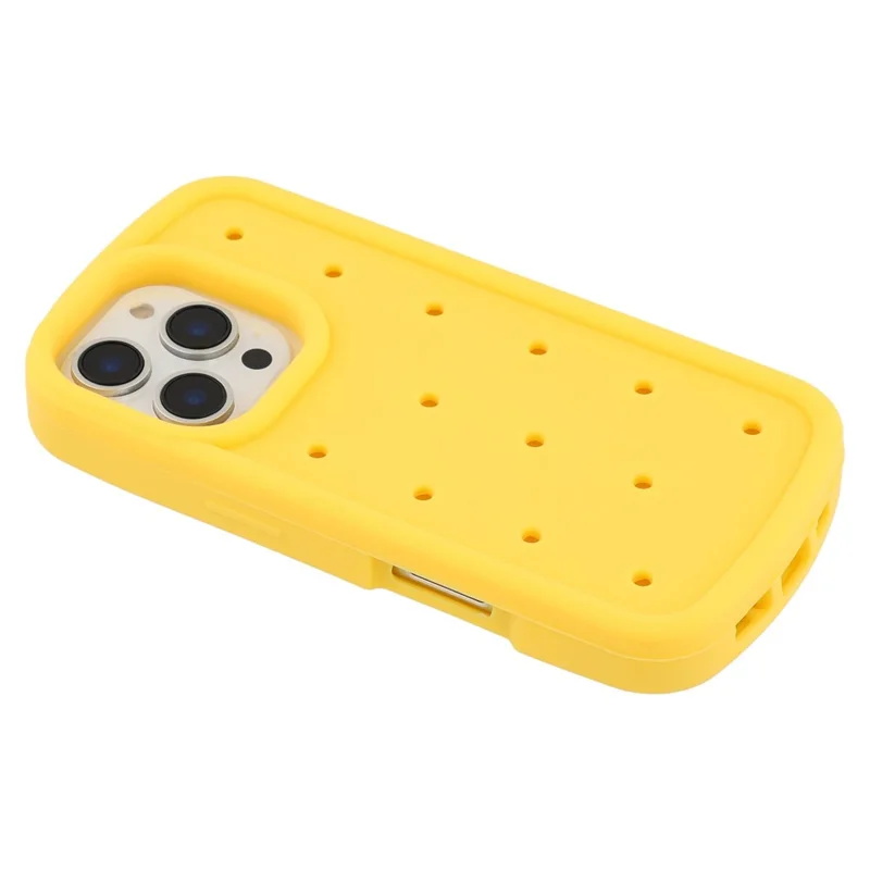 For iPhone 16 Pro Silicone Case Multi Hole Design Shockproof Phone Back Cover - Yellow