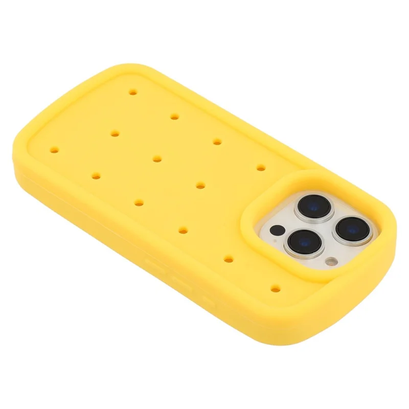 For iPhone 16 Pro Silicone Case Multi Hole Design Shockproof Phone Back Cover - Yellow