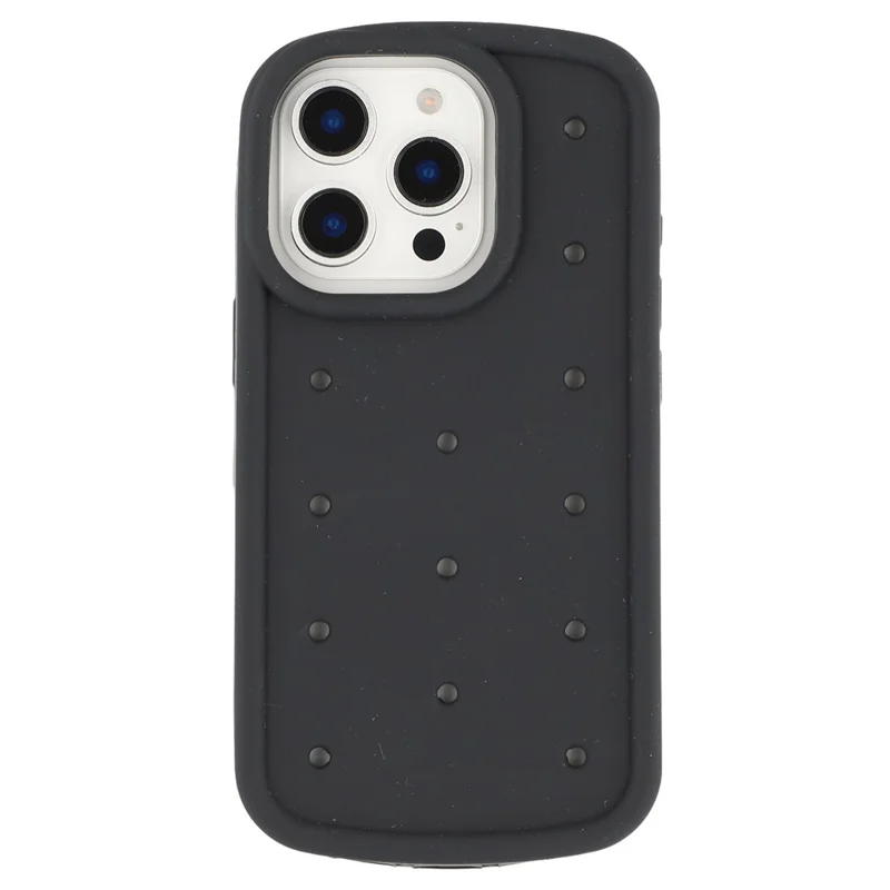 For iPhone 16 Pro Max Silicone Case Multi Hole Design Shockproof Phone Back Cover - Black