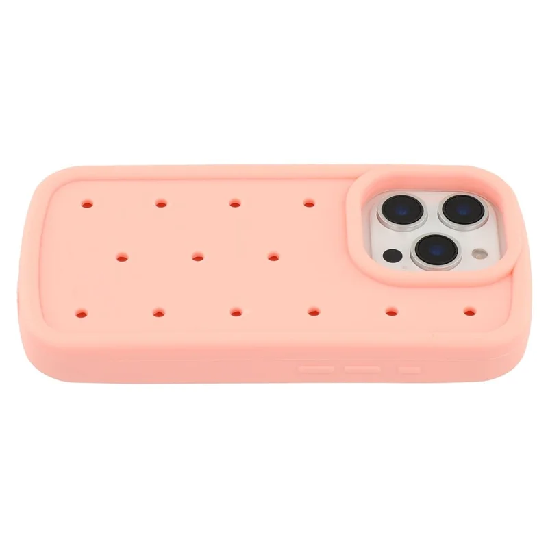 For iPhone 16 Pro Max Silicone Case Multi Hole Design Shockproof Phone Back Cover - Pink