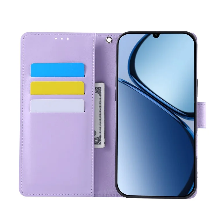 For Samsung Galaxy A05 4G Case Rose Flower PU Leather Wallet Phone Cover with 3 Card Slots - Light Purple