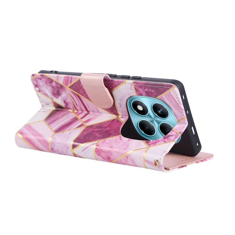 For Xiaomi Redmi Note 14 Pro 4G Case Lacquered Marble Pattern Leather Phone Cover - Purple