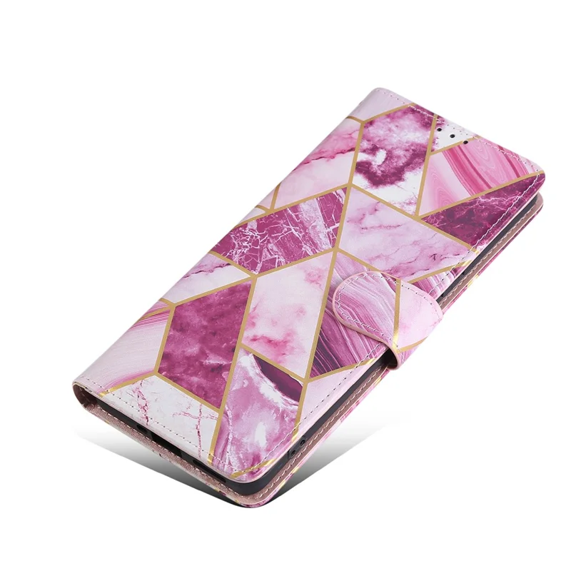 For Xiaomi Redmi Note 14 Pro 4G Case Lacquered Marble Pattern Leather Phone Cover - Purple