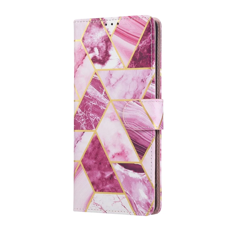 For Xiaomi Redmi Note 14 Pro 4G Case Lacquered Marble Pattern Leather Phone Cover - Purple