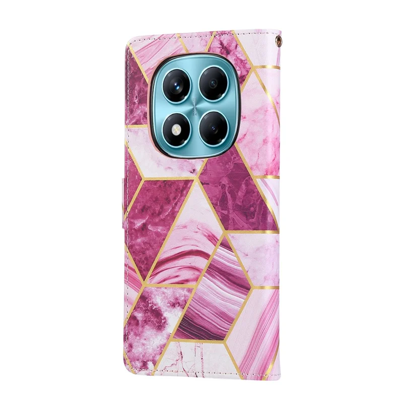 For Xiaomi Redmi Note 14 Pro 4G Case Lacquered Marble Pattern Leather Phone Cover - Purple