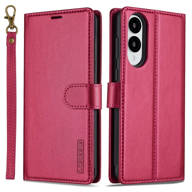 Серия LC.IMEEKE L2 для чехла-бумажника Samsung Galaxy S25 Edge из искусственной кожи с отсоединяемой магнитной крышкой - красный
