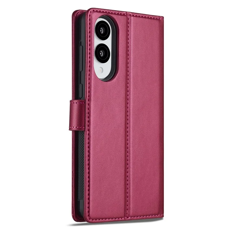 Серия LC.IMEEKE L2 для чехла-бумажника Samsung Galaxy S25 Edge из искусственной кожи с отсоединяемой магнитной крышкой - красный