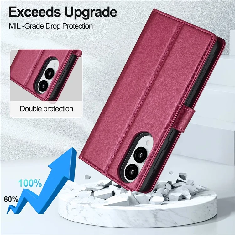 Серия LC.IMEEKE L2 для чехла-бумажника Samsung Galaxy S25 Edge из искусственной кожи с отсоединяемой магнитной крышкой - красный