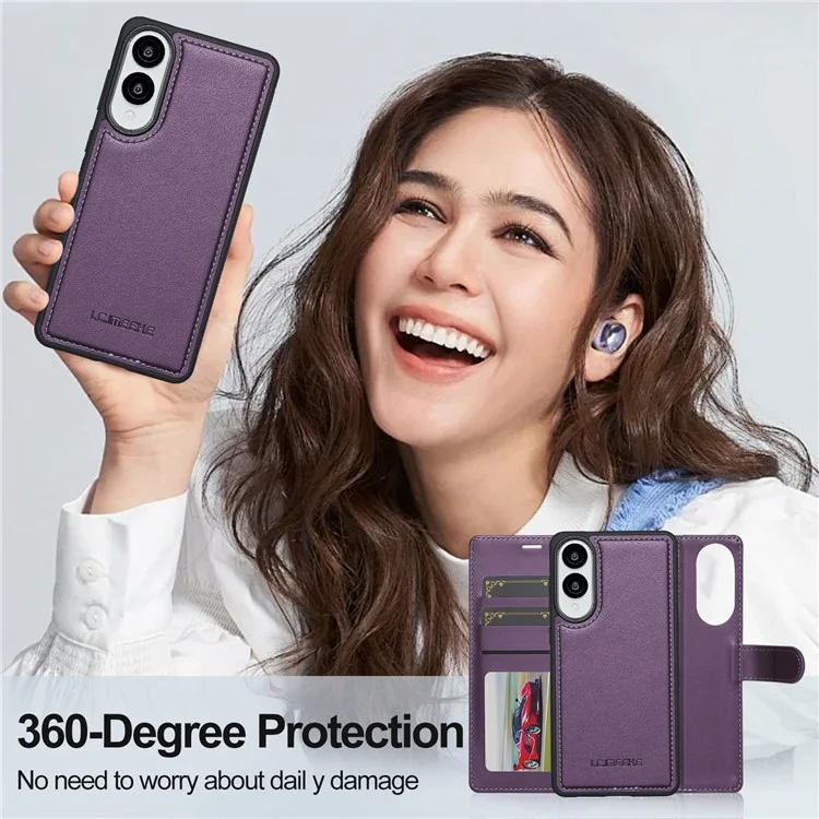 LC.IMEEKE Serie L2 per Cover Samsung Galaxy S25 Edge - Custodia Portafoglio in Pelle Magnetica Staccabile - Viola