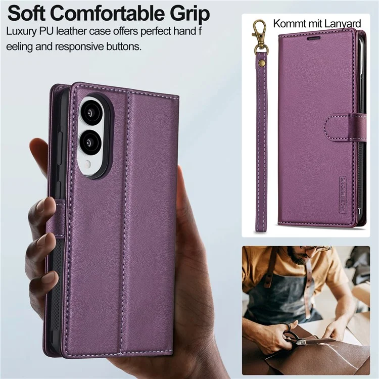 LC.IMEEKE Serie L2 per Cover Samsung Galaxy S25 Edge - Custodia Portafoglio in Pelle Magnetica Staccabile - Viola