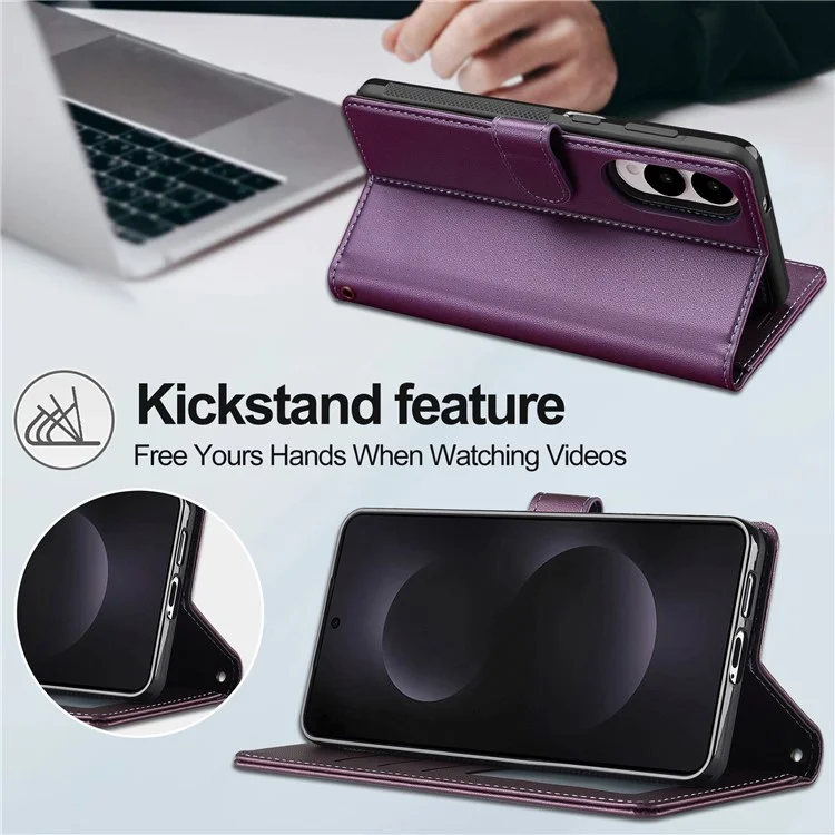 LC.IMEEKE Serie L2 per Cover Samsung Galaxy S25 Edge - Custodia Portafoglio in Pelle Magnetica Staccabile - Viola