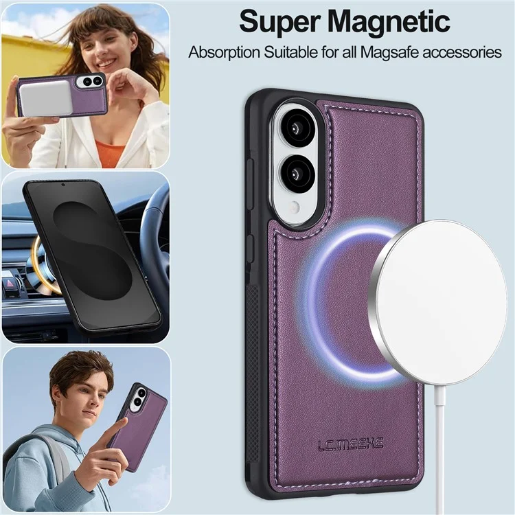 LC.IMEEKE Serie L2 per Cover Samsung Galaxy S25 Edge - Custodia Portafoglio in Pelle Magnetica Staccabile - Viola