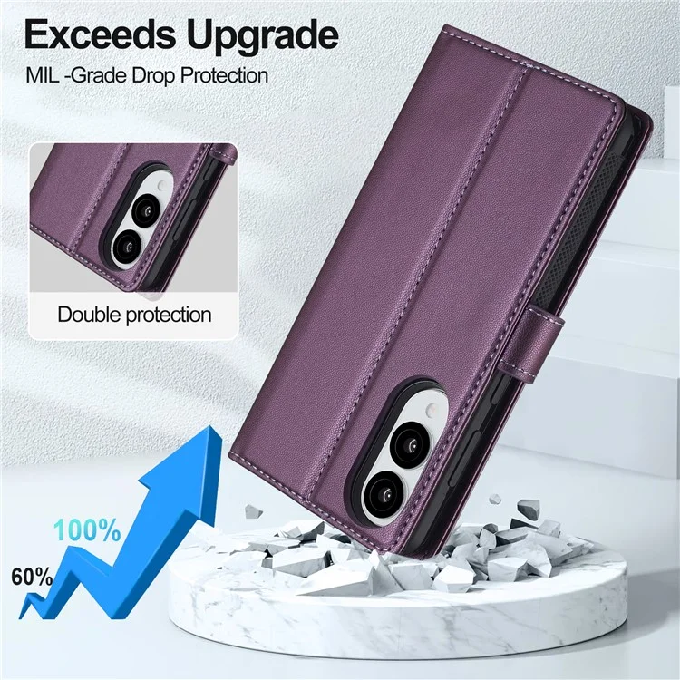 LC.IMEEKE Serie L2 per Cover Samsung Galaxy S25 Edge - Custodia Portafoglio in Pelle Magnetica Staccabile - Viola