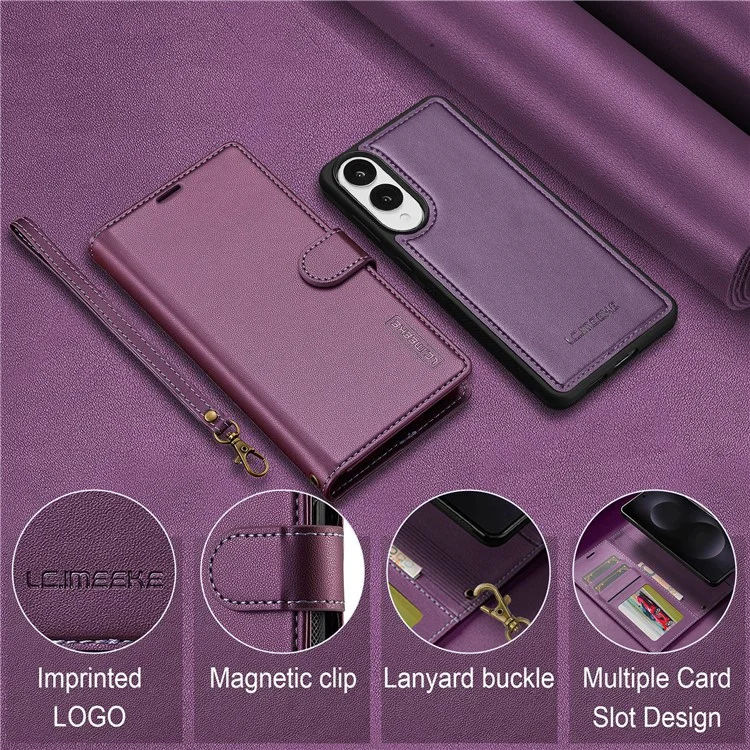 LC.IMEEKE Serie L2 per Cover Samsung Galaxy S25 Edge - Custodia Portafoglio in Pelle Magnetica Staccabile - Viola