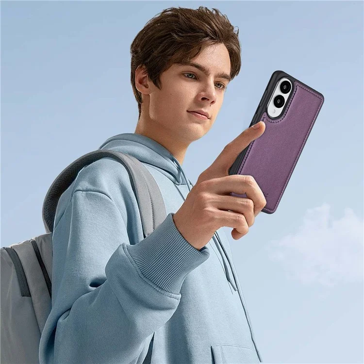 LC.IMEEKE Serie L2 per Cover Samsung Galaxy S25 Edge - Custodia Portafoglio in Pelle Magnetica Staccabile - Viola