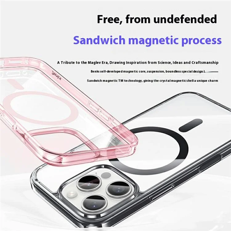 BENKS For iPhone 16 Pro Max Magnetic Case Compatible with MagSafe Shockproof TPU + PC Phone Back Cover - Dark Grey