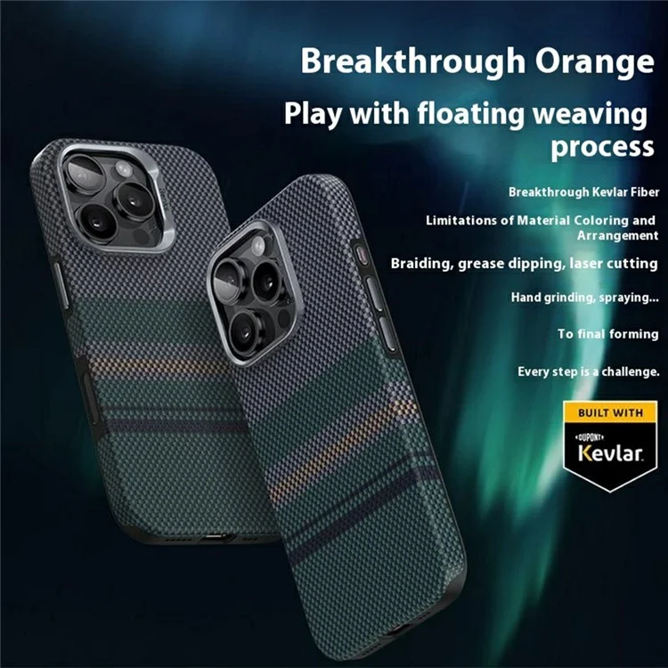 BENKS Funda Magnética de Fibra de Kevlar para iPhone 15 Pro Max con Diseño de Tejido Flotante - Aurora