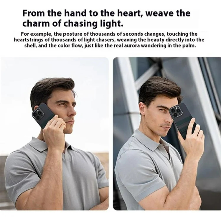 BENKS Funda Magnética de Fibra de Kevlar para iPhone 15 Pro Max con Diseño de Tejido Flotante - Aurora