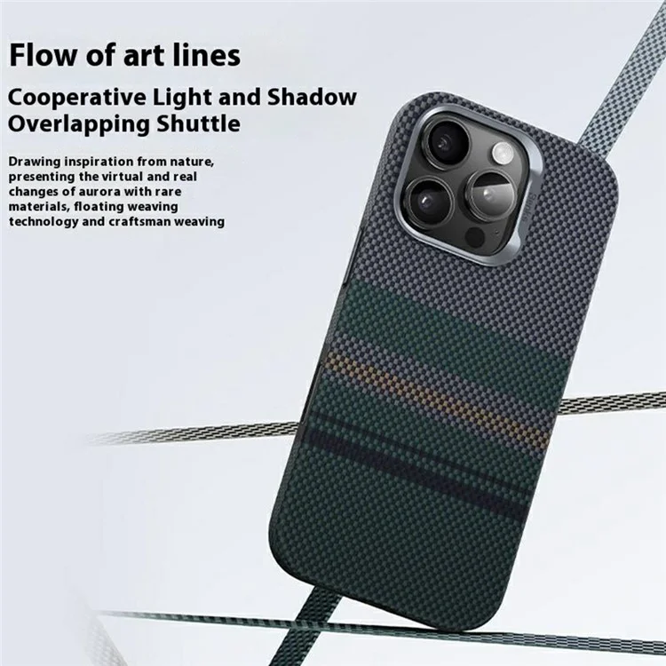 BENKS For iPhone 16 Pro Magnetic Case Kevlar Fiber Phone Back Cover Floating Weave Design - Aurora