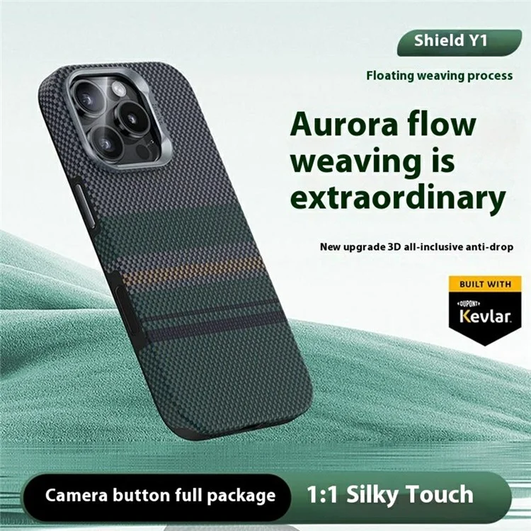 BENKS For iPhone 16 Pro Magnetic Case Kevlar Fiber Phone Back Cover Floating Weave Design - Aurora