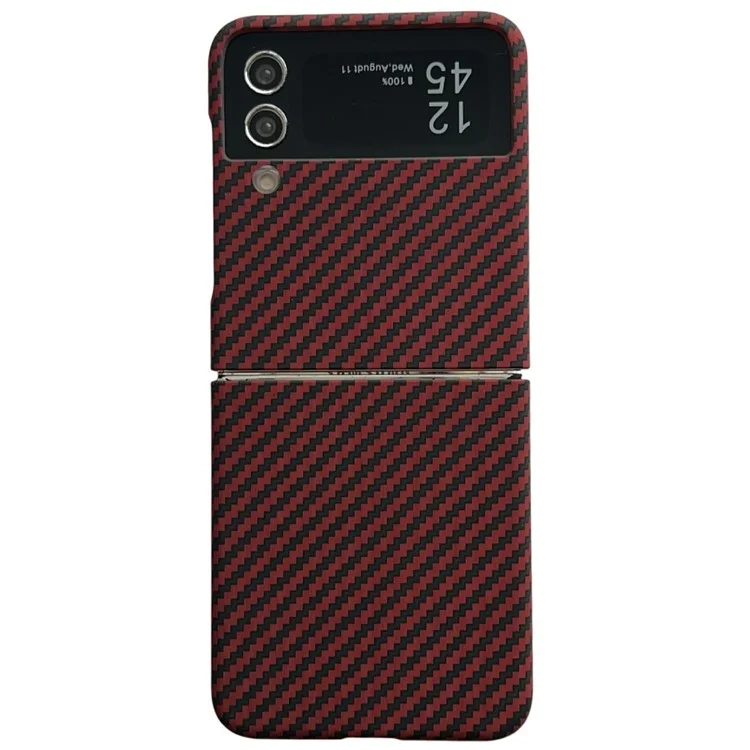 Funda magnética para Samsung Galaxy Z Flip4 5G, textura de fibra de carbono, delgada y a prueba de golpes, cubierta de PC - Rojo