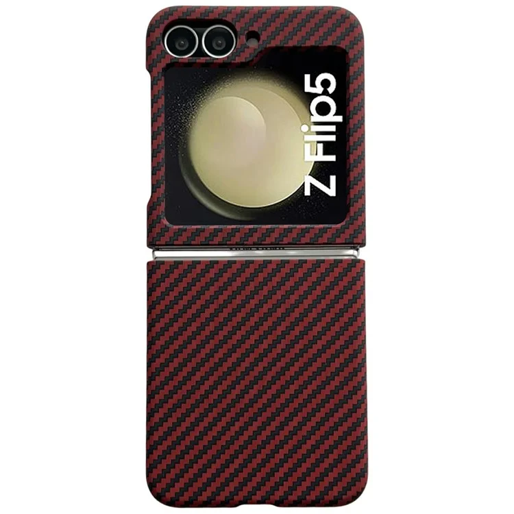Capa Magnética para Samsung Galaxy Z Flip3 5G com Textura de Fibra de Carbono, Slim, à Prova de Choque, em PC - Vermelho