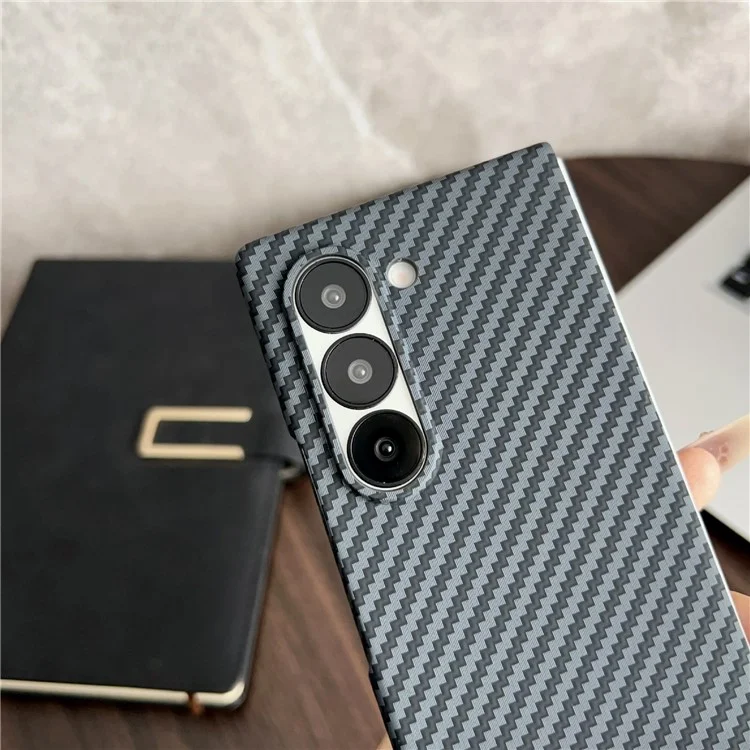 For Samsung Galaxy Z Fold5 5G Magnetic Case Carbon Fiber Texture PC Phone Cover with Screen Protector - Black