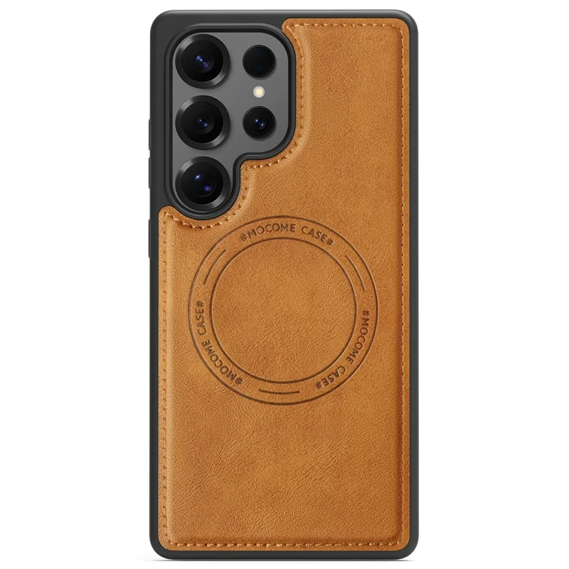 For Samsung Galaxy S25 Ultra Magnetic Case Leather Back Phone Cover - Brown