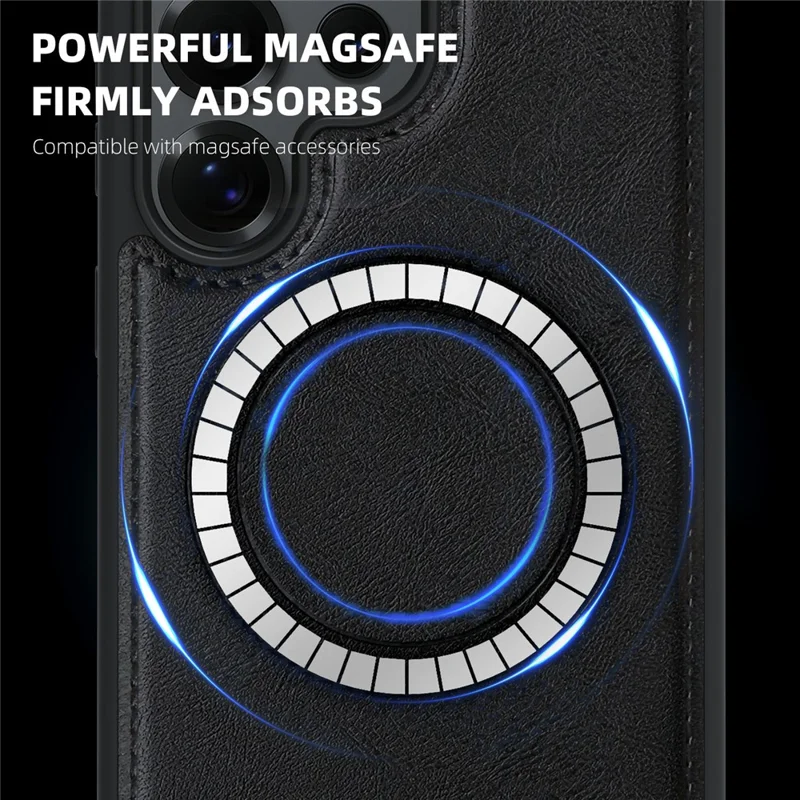 For Samsung Galaxy S25 Ultra Magnetic Case Leather Back Phone Cover - Desert Gold